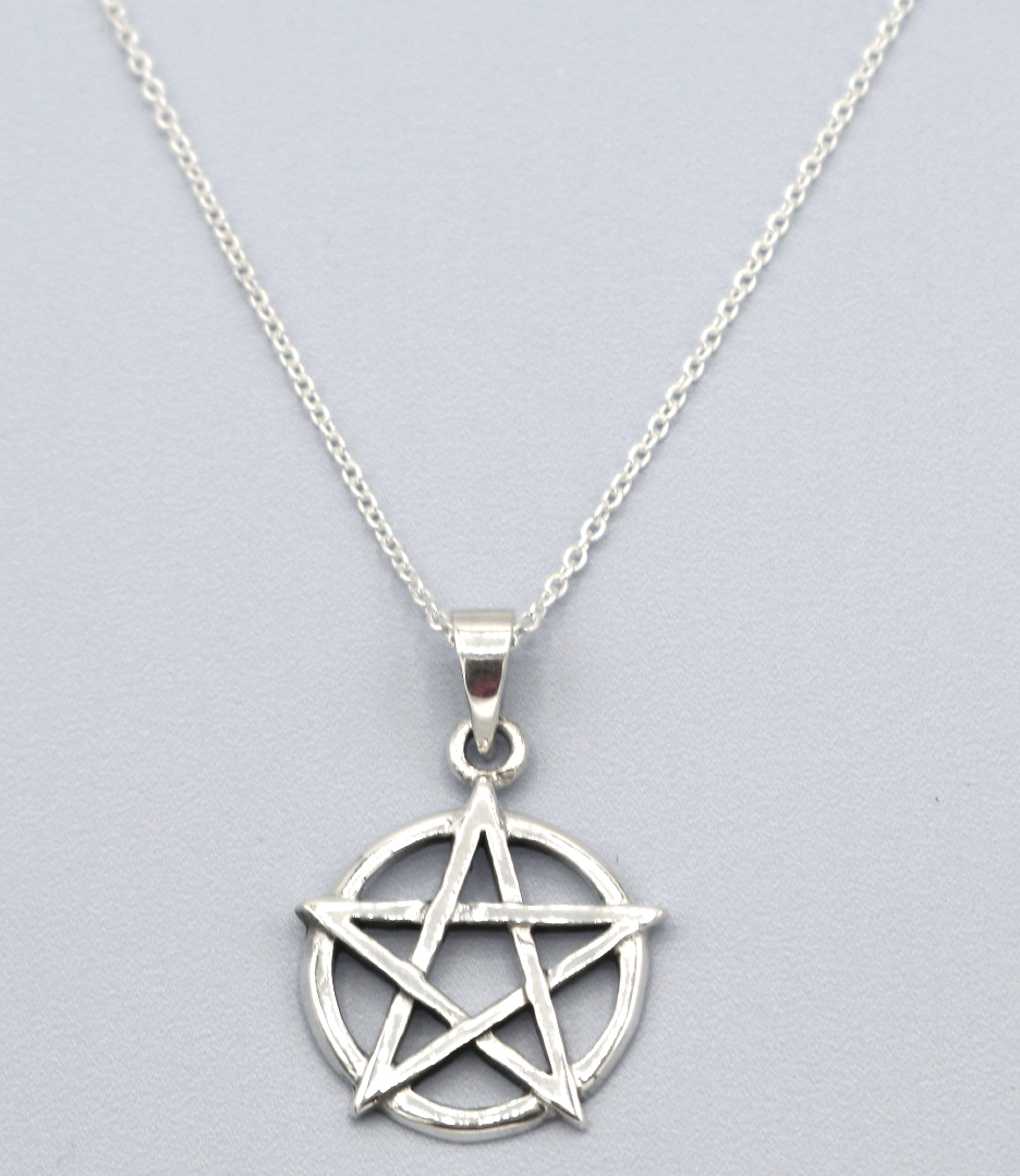 Silver Amethyst Charm Tibetan Silver Pentagram Pendant Wicca Pagan PROTECTION
